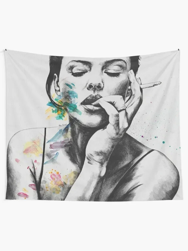 Monica Bellucci sexy portrait | smoking woman drawing Tapestry Room Decor Korean Style Home Decorating Tapestry