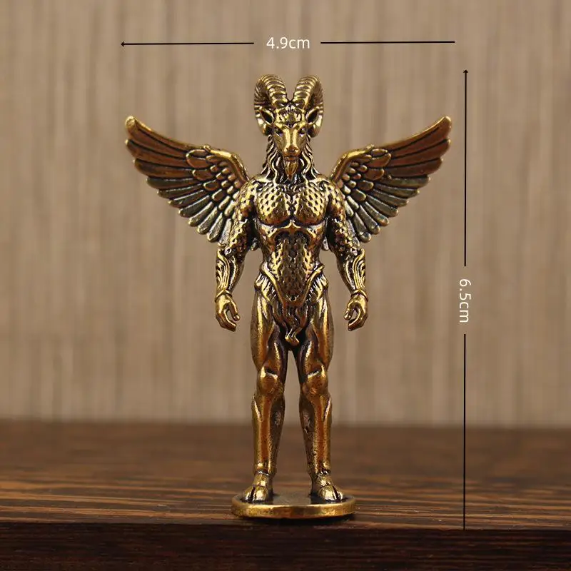 Messing-Dämonen-Schaf-Figur, Retro-Metallkunstwerk, Tischdekoration mit Engelschaf-Menschen-Gesicht, Kreatives Ornament, Tierskulptur – Detail 11