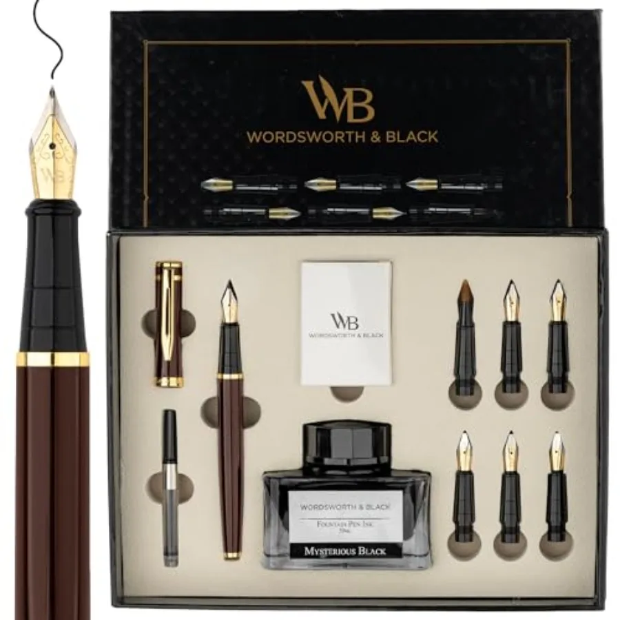 

Calligraphy Pen Gift Set Includes Ink Bottle 6 Ink Cartridges A Refill Converter 6 Replacement Nibs Journaling Smooth Writing P