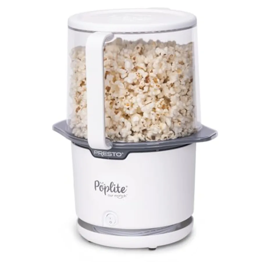 

Аппарат для приготовления попкорна PopLite Munch Hot Air Popper для домашнего использования, дизайн из нержавеющей стали, серебристый цвет, энергоэффективный, с технологией быстрого приготовления.