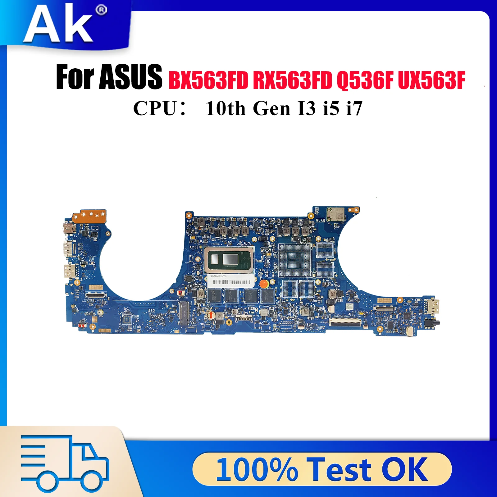 

UX563FA Laptop Motherboard For ASUS ZenBook RX563FD UX563 Q536FD UX56FA UX56FD BX563FD Notebook Mainboard With 10th Gen I3 i5 i7