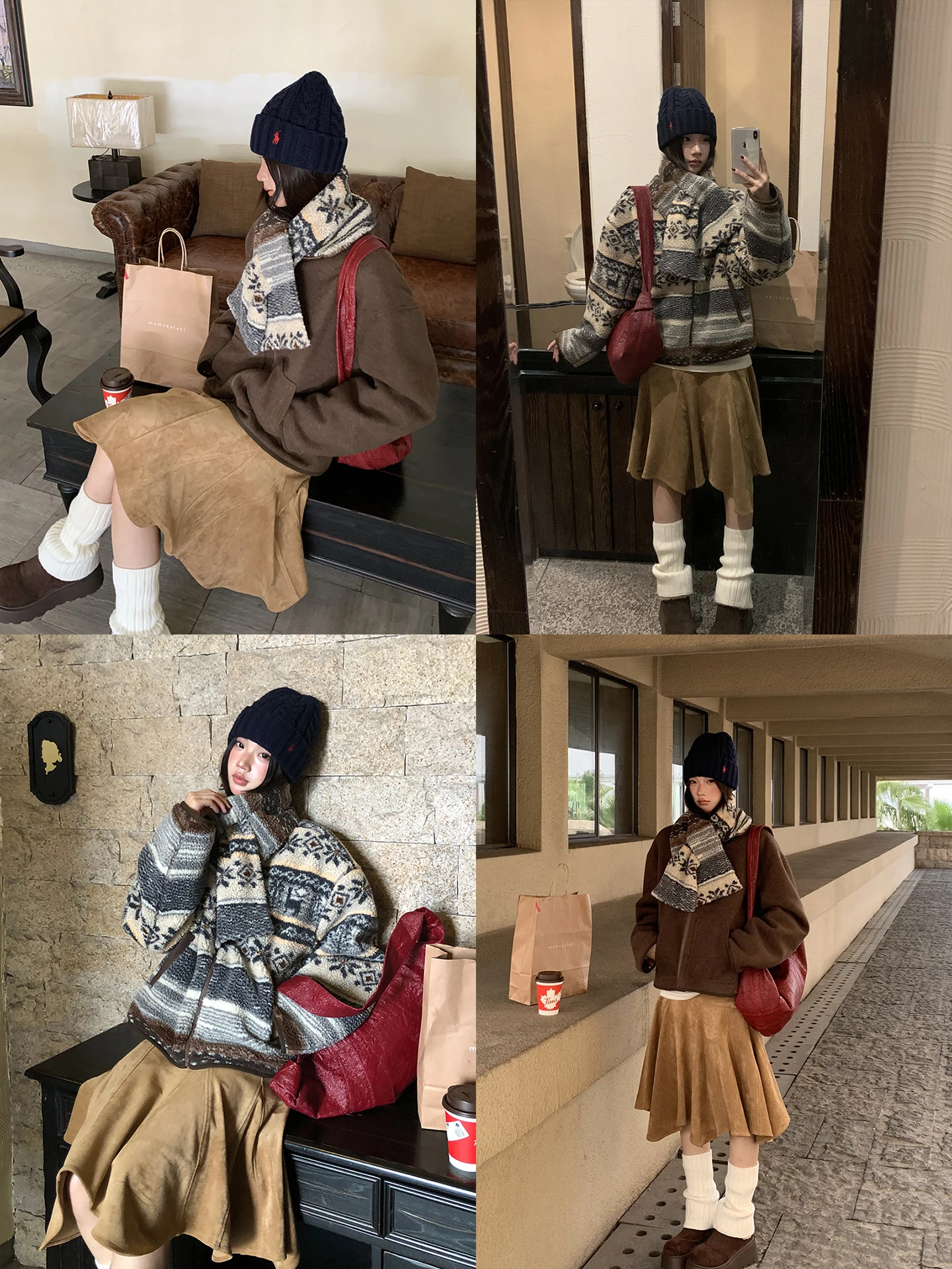 

Warm Fce Jaet Women's Casual Sli ular New Arrival Winter 2025 Red Celebri Studio Polyester Fiber Long Sve