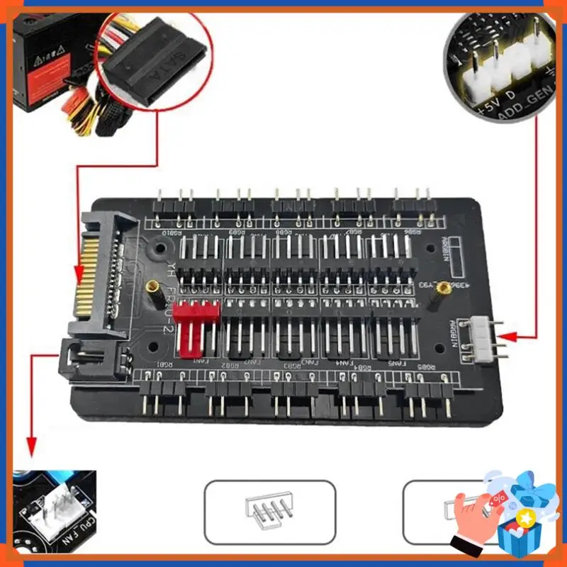 

Compact 4Pin PWM & 5V 3Pin ARGB Multi Way Splitter ARGB And PWM HUB Master SATA Power 16Hub