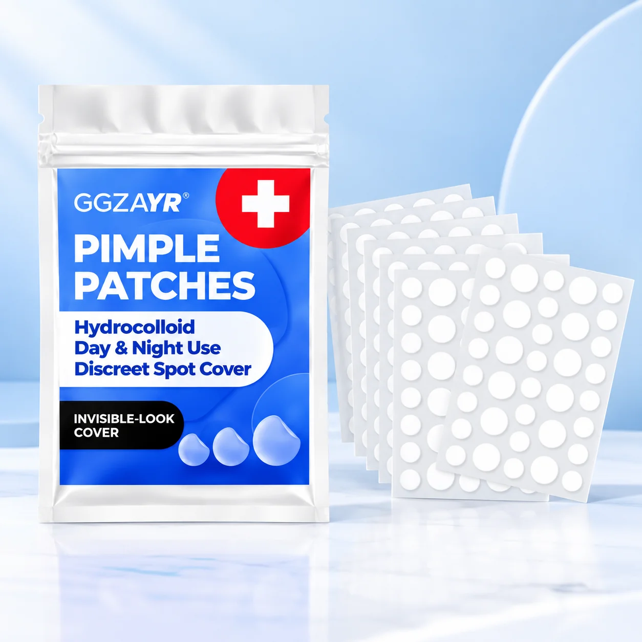 252pcs Invisible Look Pimple Patch Sheets, Mixed Size Round Hydrocolloid Face Stickers for Daily Skincare and Travel
