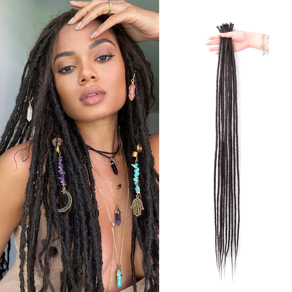 Synthetic Dreadlock Extensions 10 Root/pack Hippie Single Ended Dreads Ombre Loc Extensions 24 Inch Reggae Style Crochet Hair