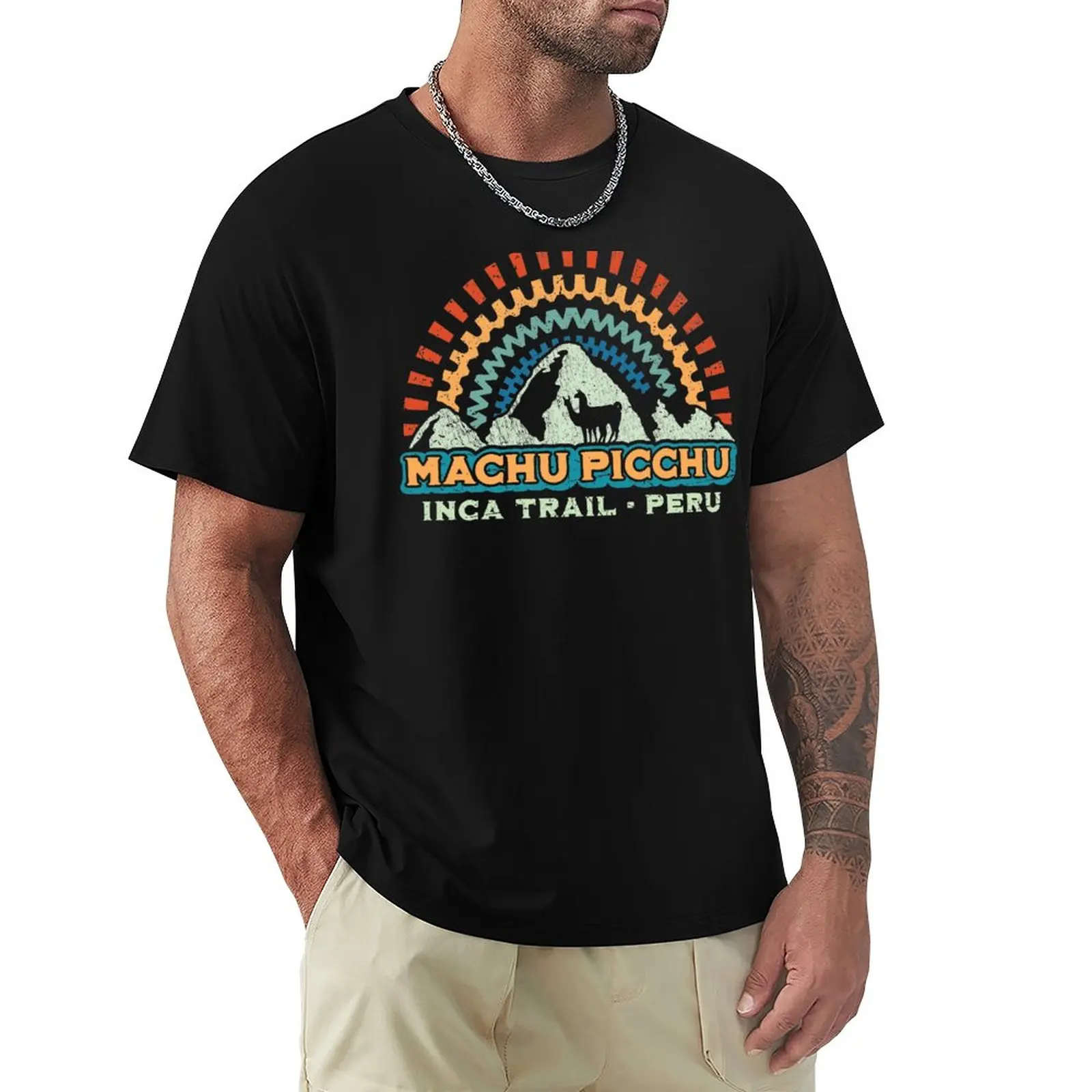 beach man t shirt summer top Machu Picchu Retro Inca - Peru T-Shirt Blouse plain Short t-shirt mens t shirts cotton teeshirt