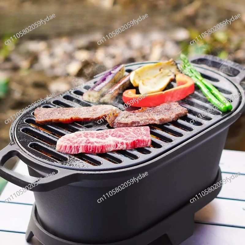 Uncoated Cast Iron Grill Charcoal Barbecue Rack Alcohol Grill Tea Brewing Around The Stove for 2