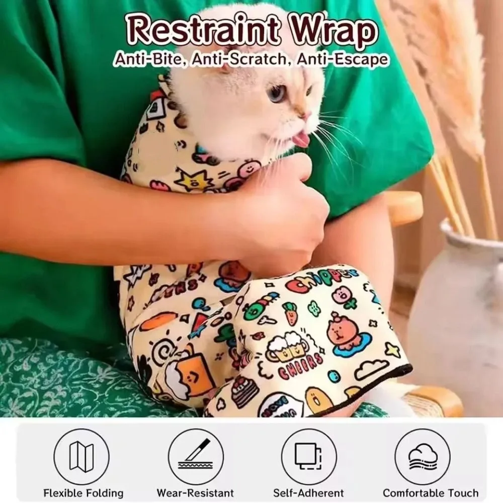 لفافة تهذيب القطط ذاتية الالتصاق مضادة للخدش ومضادة للعض لضبط القطط بسعة كبيرة متعددة الوظائف لفافة تهدئة القطط