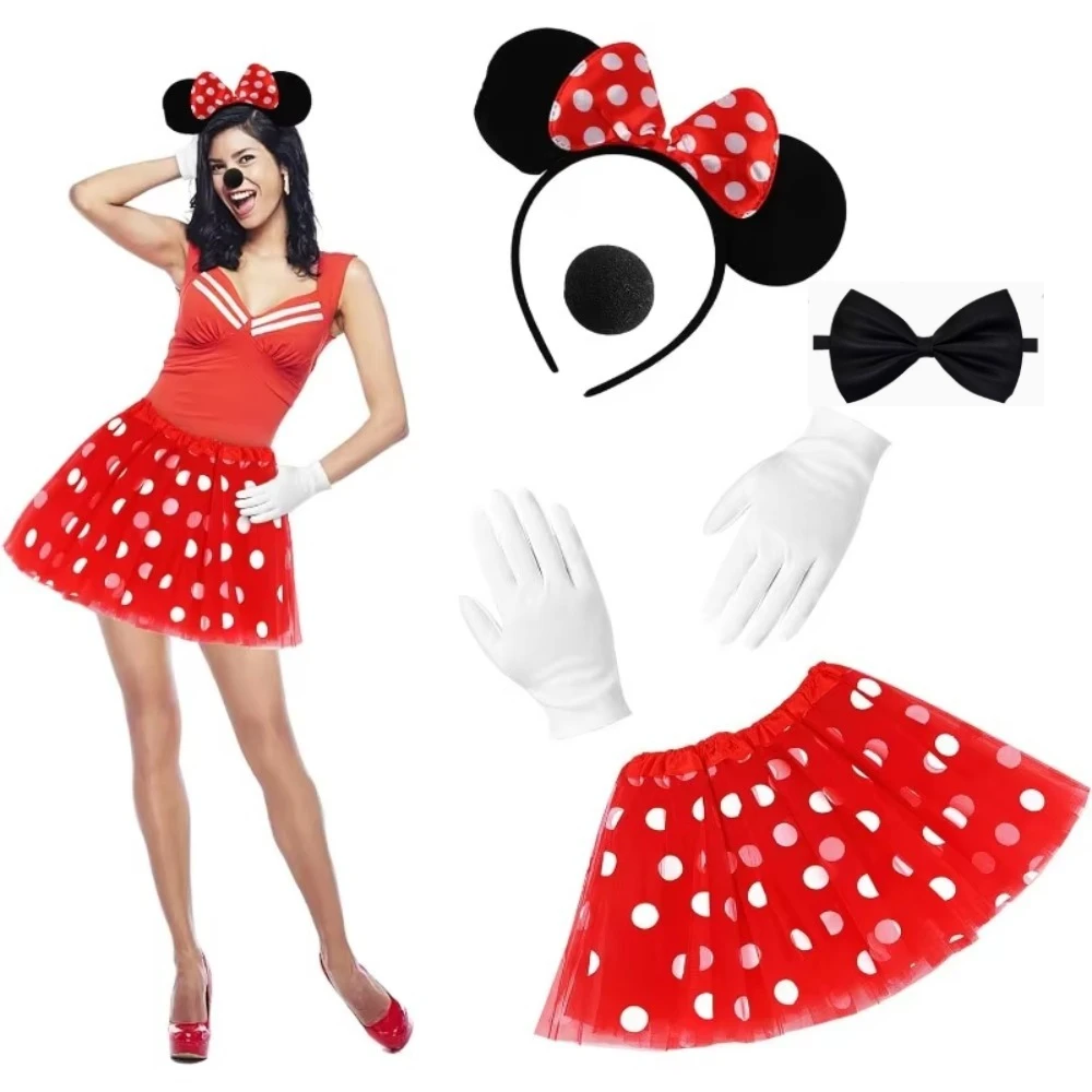 

6pcs Women's Mouse Costume Mouse Tutu Skirt Headband with Mouse Ears Gloves Nose Bow Tie Bow Carnival Costume Carnival Theme