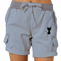 Pantalones cortos lisos con cordón para mujer, ropa de calle informal, ropa de verano, pantalones Cargo