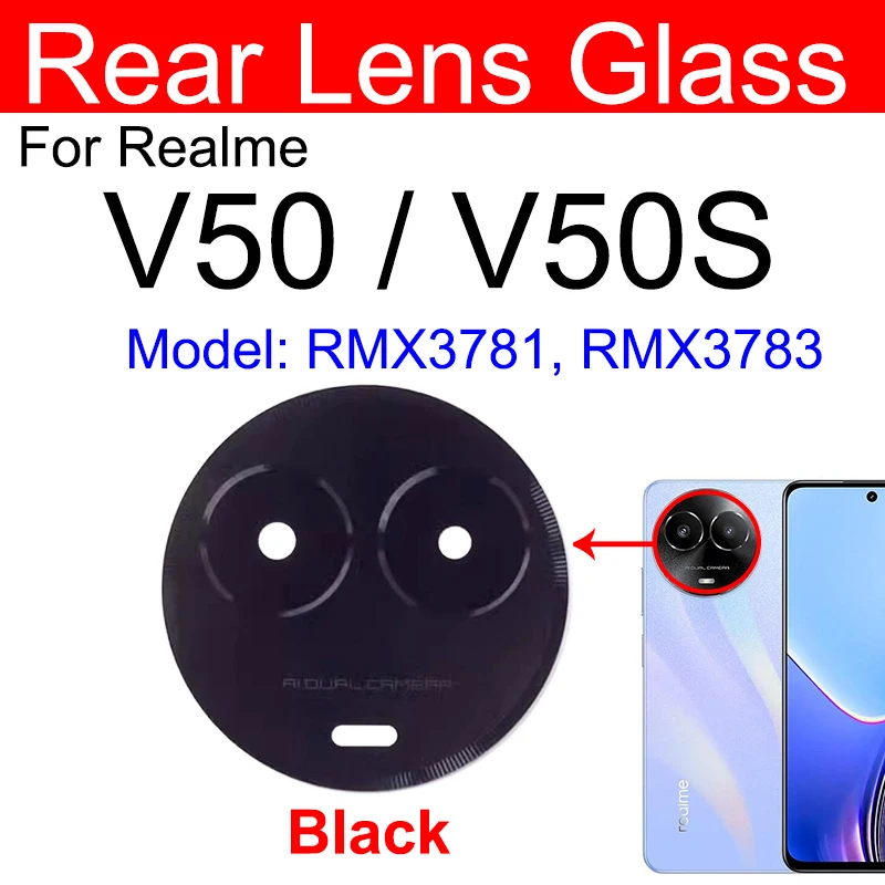 For Realme V50 V50S 5G Rear Camera Glass Lens Back Main Camera Glass Lens with Sticker Replacement