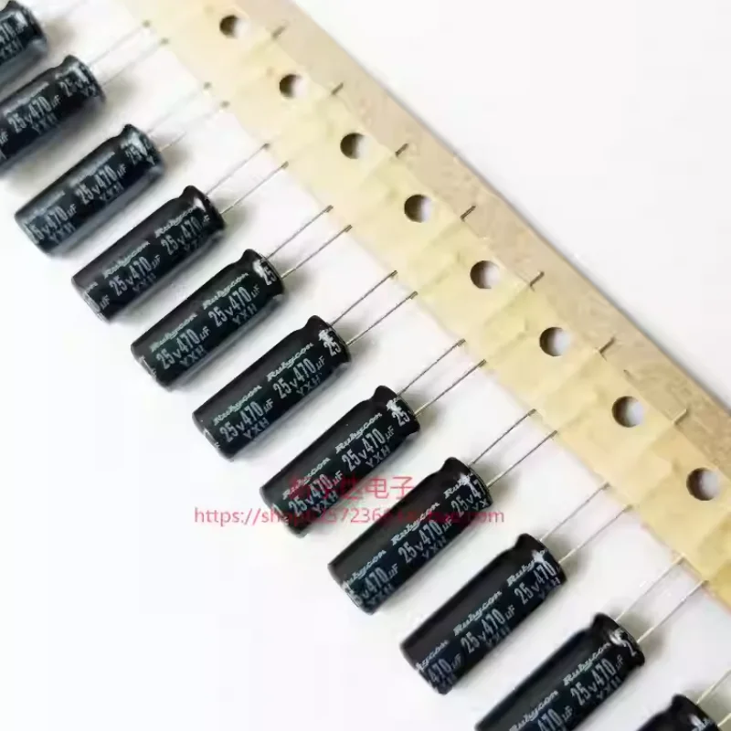 

10-100PCS 470UF 25V Japanese Ruby 25V470UF 8X20 YXH high-frequency long-life electrolytic capacitor