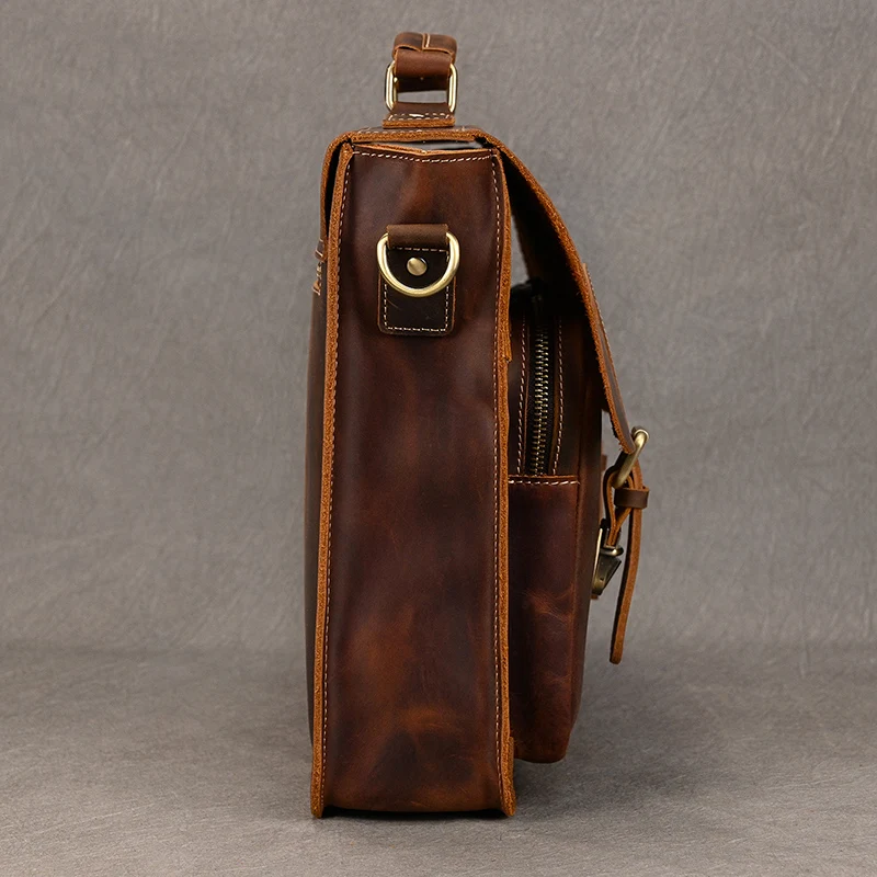 Sac à main en cuir de vachette véritable pour hommes, étui à bombes, cuir de vachette optique, sac pour ordinateur portable d\'affaires, sac de