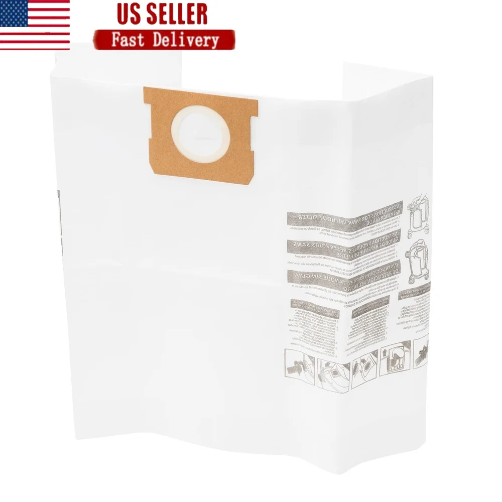 

Standard Dust Collection Bags 3-Pack 10-16 Gallon Wet/Dry Vacuums Increased Filtration Household Debris Dirt Sawdust Cleanup