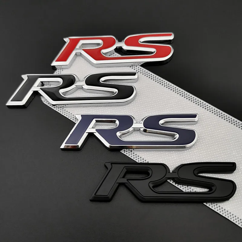 3D Metal RS Logo Letters Car Front Grill Trunk Emblem Badge For Honda FIT Jazz Civic HRV Jade Sport RS Sticker Acceessories