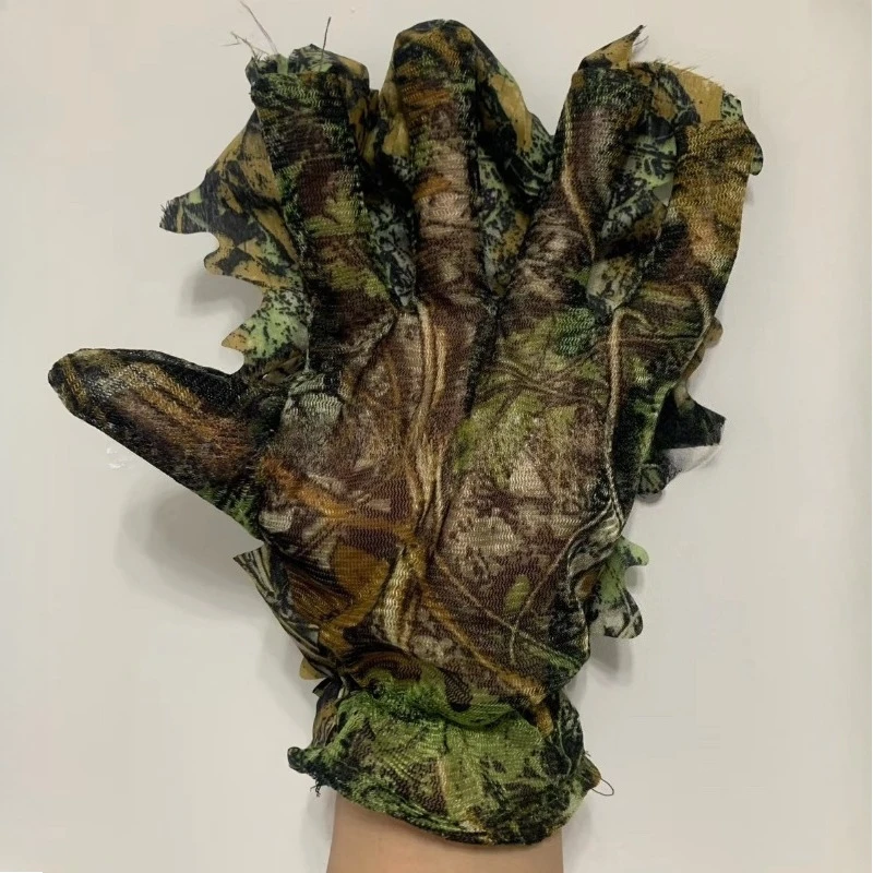2 Pair Gloveses Sneaky Non-slip Durable 3D Leaf Gloves for Outdoor Camping Birdwatching Photography