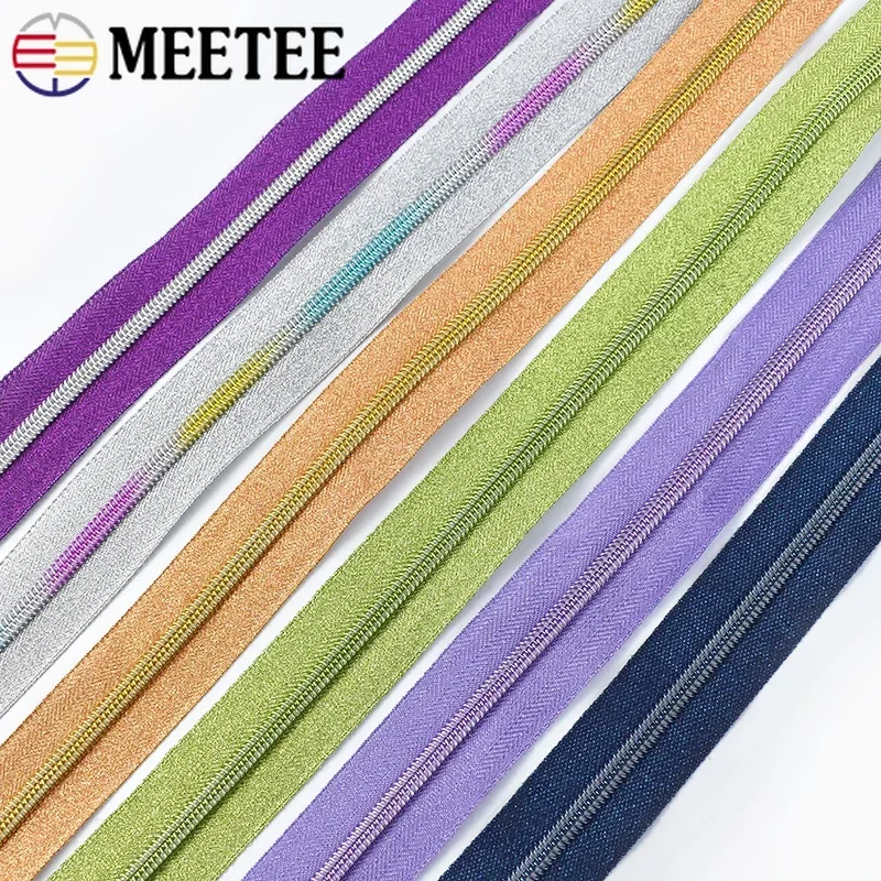 

1/2/3/4/5M 5# Nylon Zipper Tape& Zip Slider Bag Clothes Plastic Coil Zips Pull Pocket Decorative Heads Repair Kit Accessory