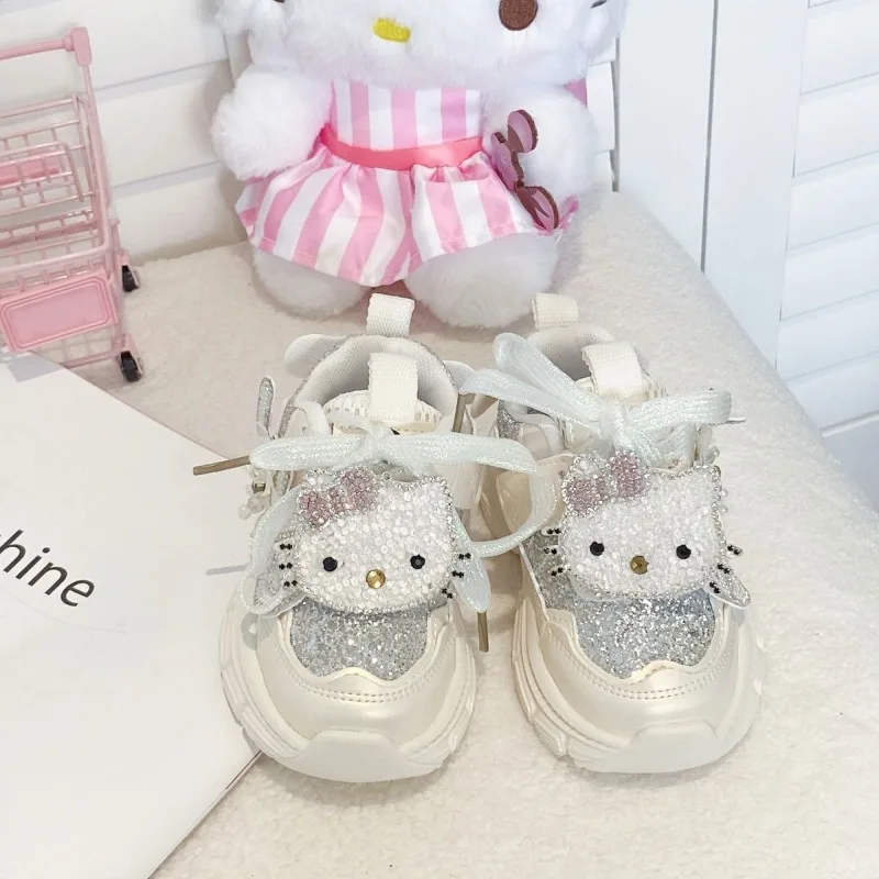 

Kawaii Hello Kitty Sanrio детские удобные кроссовки с милыми героями мультфильмов, студенческие противоскользящие туфли на плоской подошве, кроссовки, подарок для детей