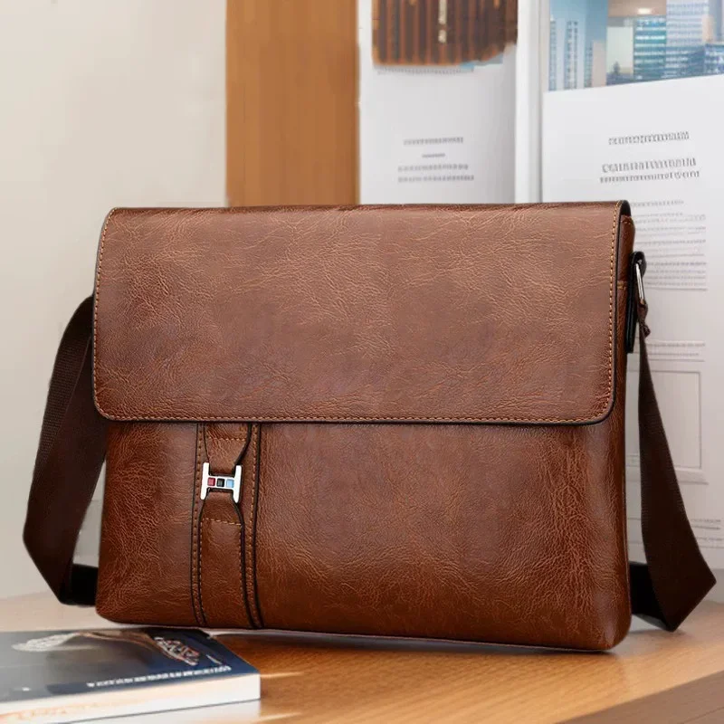 

Luxury Brand Men Shoulder Bag For IPAD PU Leather Business Handbag Men Messenger Bag Side Sling Bag Fashion Man Crossbody Bag