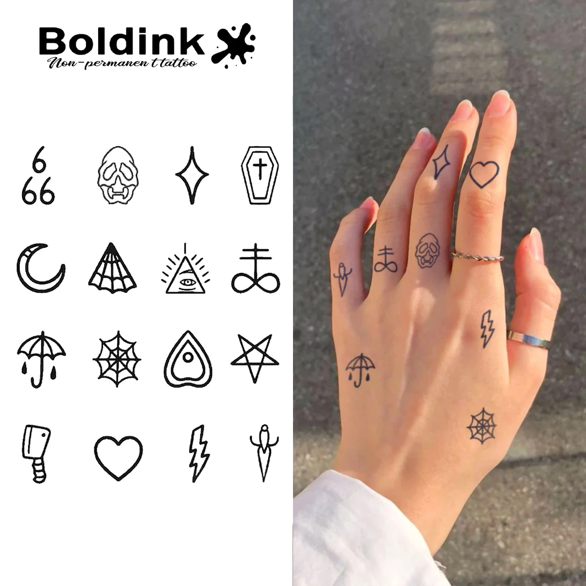 

Boldink Eclectic Symbols Temporary Tattoo,Lasts To 15 Days New Technology Magic Waterproof Semi Permanent Sticker.