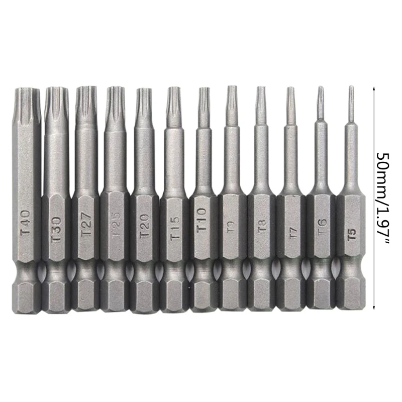 Mới 12 Chuôi Lục Giác T5-T40 Torx Đầu Tua Vít Bit Bộ Thuật Điện Dụng Cụ