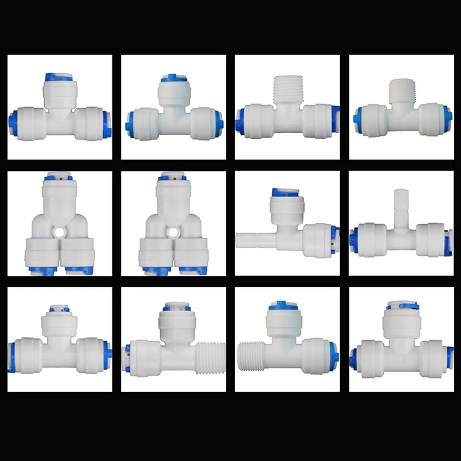 Обратного осмоса быстрое соединение 1/4 3/8 соединение шланга тройник Y соединитель одинакового диаметра уменьшение RO пластиковая трубка для воды