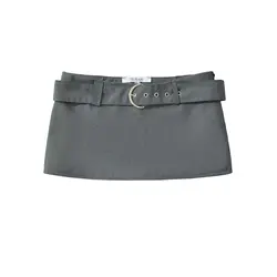Mini skirts for woman vintage clothes pencil skirt y2k clothes cute skirts korean fashion micro skirt with shorts belt grey