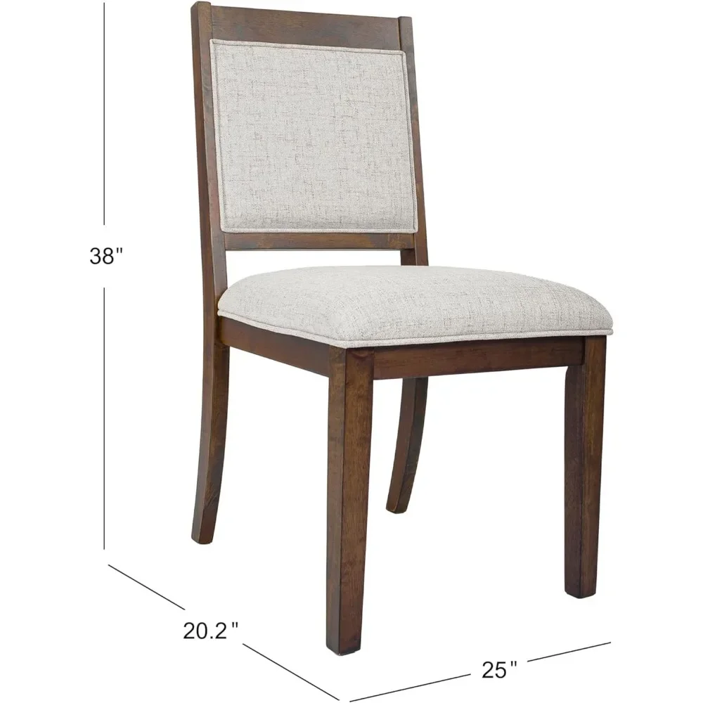 Classic Parsons Dining Chairs, Neutral Textured Solid Living Room Back Upholstered Wood Frame Dining Chairs Dinning Chair Wooden