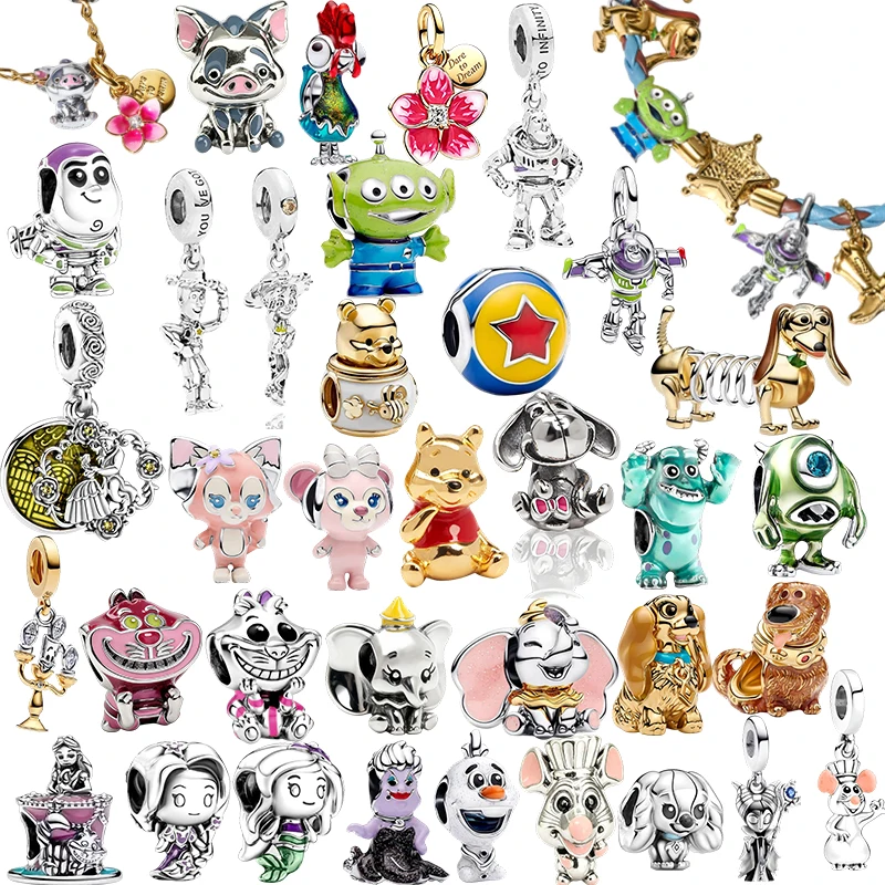 2026New Hot Toys Disney Cute Cartoon Charm Beads Pendant Fit Original Silver Bracelet Necklace Beads For Diy Jewelry Women Gift