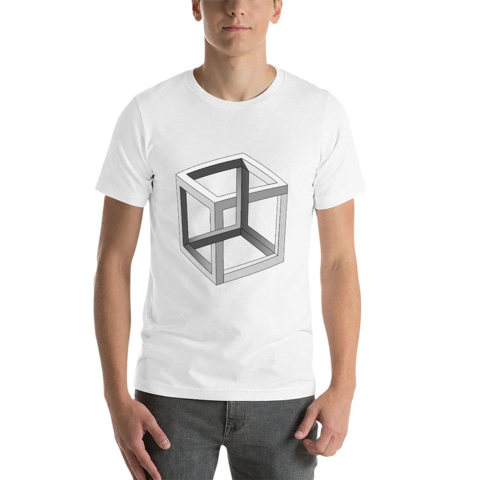 Mind blowing Escher's cube T-Shirt man t shirts high quality luxury brand t shirts for man slim fit T-Shirt