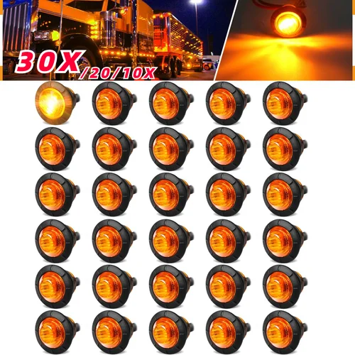30/20/10 Uds 3/4 ""luz de posición lateral luces de coche indicadores delanteros traseros luz para camión autobús remolque furgoneta caravana barco luz trasera
