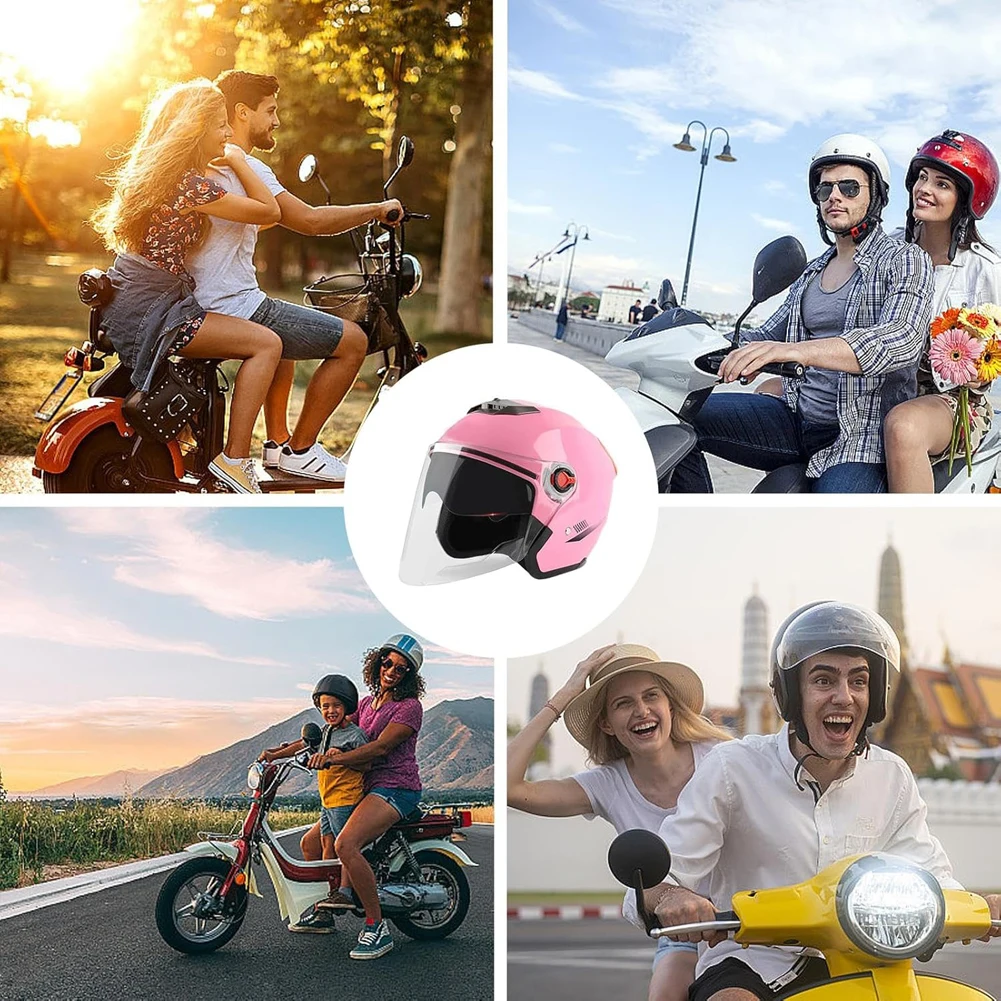 Electric Scooter Helmet All Year Use Motorcycle Open Face Helmet with Sun Visor Adults Semi-Open Helmet Woman Men Moto Equipment