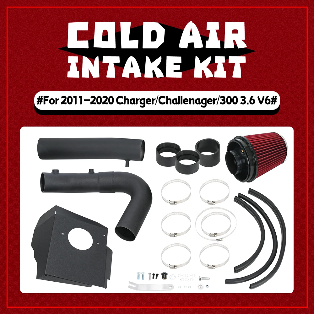 Cold Air Intake Kit w/ Filter & Heat Shield Air Intake System Kit For 2011-2020 Charger/Challenger/300 3.6 V6