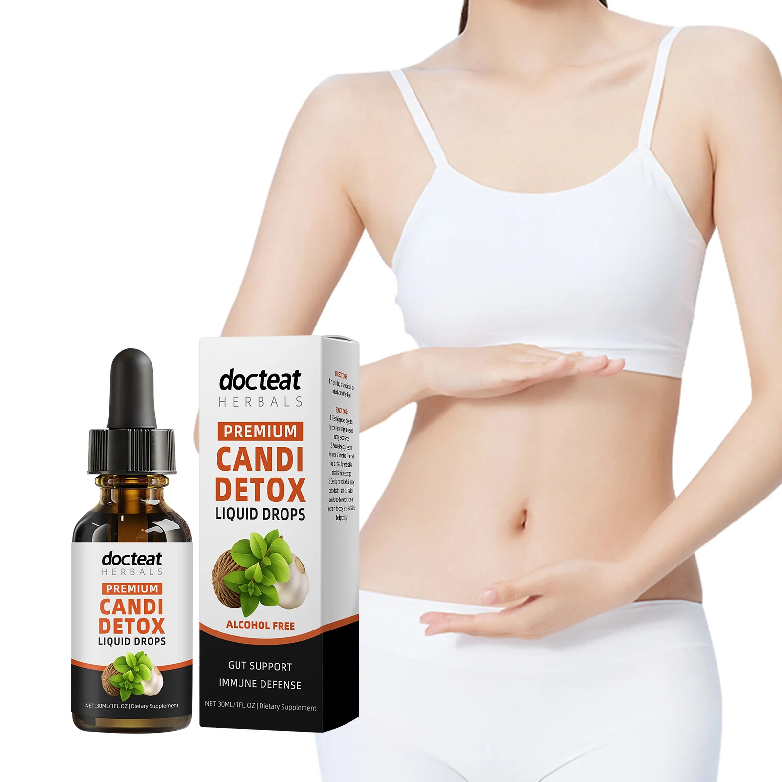 كانديدا كلينز ديتوكس للنساء والرجال - قطرات زيت الأوريجانو العضوية، حمض الكابريليك، الجوز الأسود، مكملات دعم كاندي من خشب الشيح