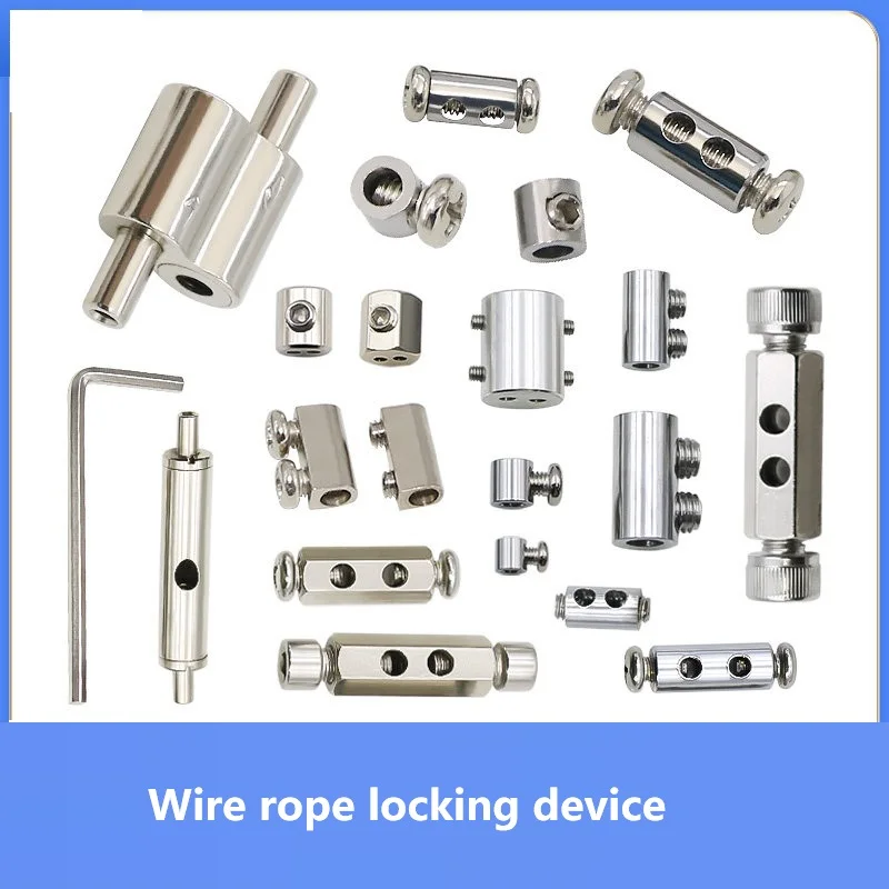 Wire Rope Hanging Code Lock Buckle Fastening Lock Wire Device Double Hole Lock Clamp Tightening Extendable Self-Locking