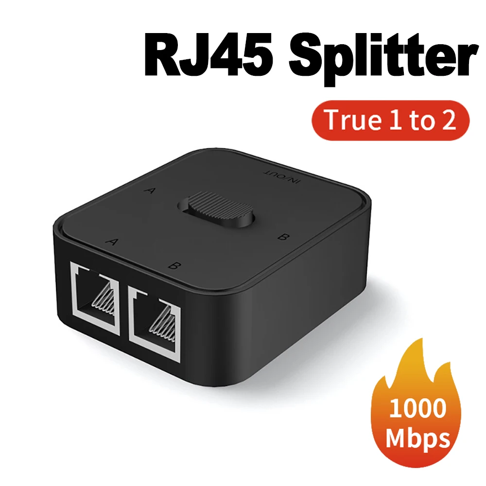 Divisor RJ45 de 1000Mbps, adaptador Ethernet de 1 a 2, interruptor de red, extensor de Cable, acoplador de conector RJ45 para PC, portátil, enrutador de TV Box