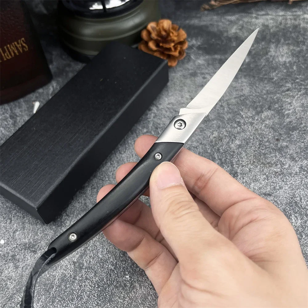 Multifuncional bolso faca dobrável de aço inoxidável d2 lâmina ébano lidar com acampamento ao ar livre aventura escalada faca combate