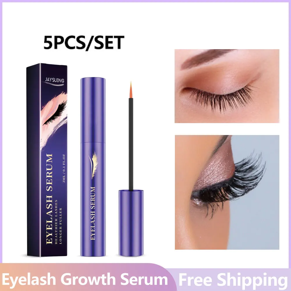 5pcs Eyelash Serum Natural Curly Supplement Nutrition Long & Thick Restore Damaged Lashes Make Darker Brighter Lash Growth Serum