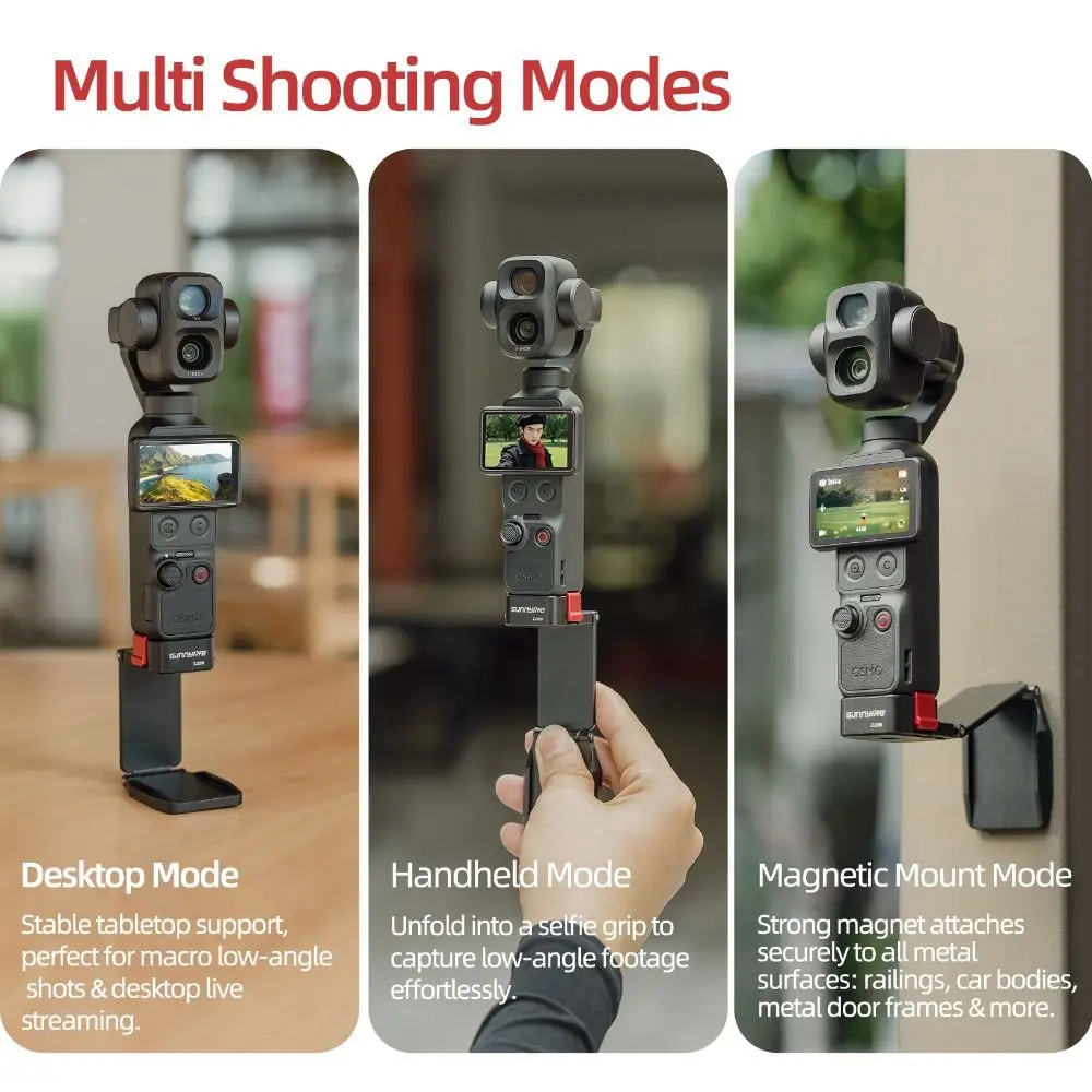 Metal Magnetic Mount Base Quick Release Non-Slip Expansion Bracket Holder 180° Adjustable Stable for DJI Osmo Pocket 4P/4/3