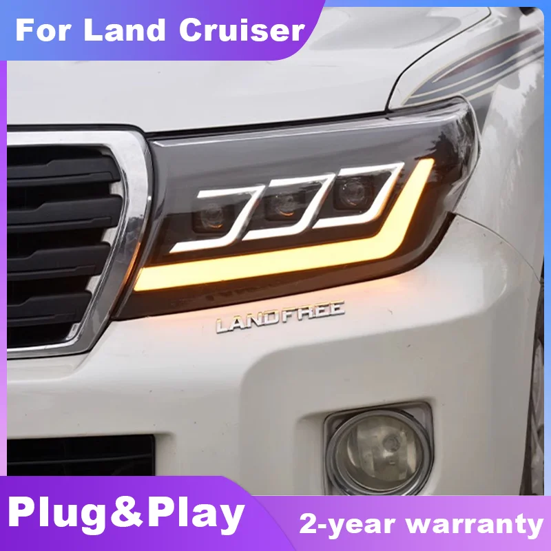 Car Accessory For Toyota Land Cruiser FJ200 2008-2015 Headlights DRL LED Full LED LC200 Day Run Light Animation Head Lamp