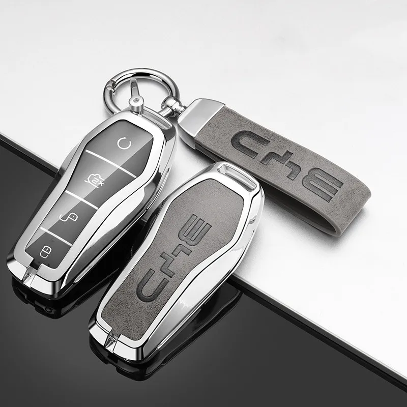 

Alloy Car Key Case Cover For BYD Qin Plusdmi Atto 3 Han EV Dolphin Song PRO Tang DM Car Accessories With Leather Rope Keychain