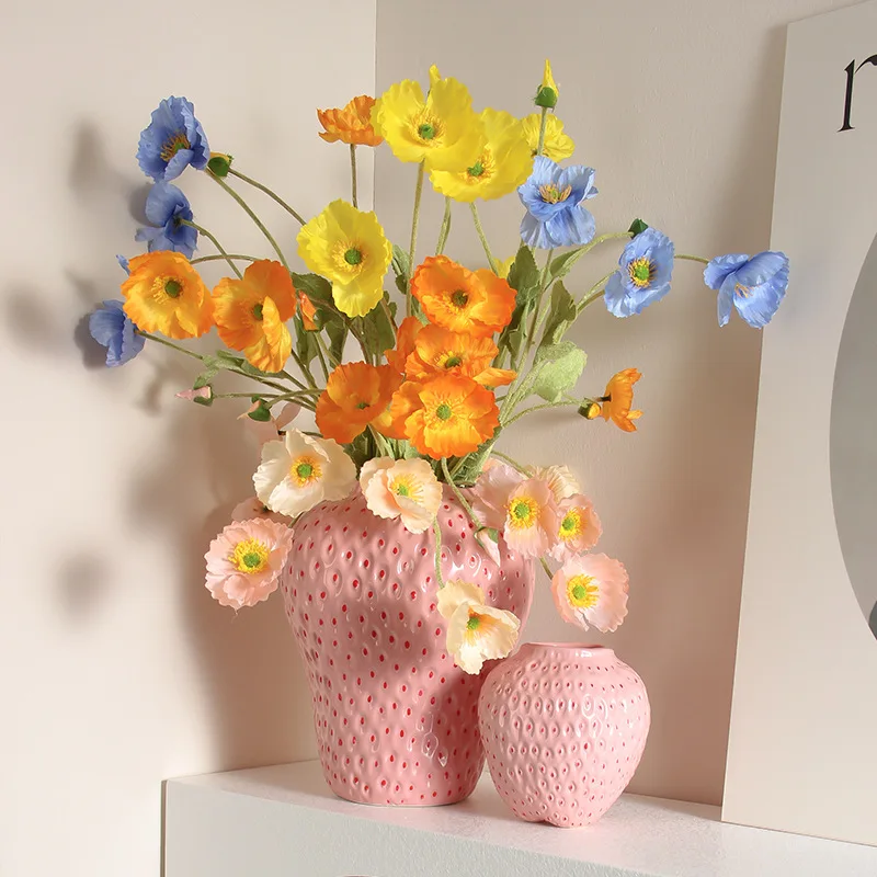 Strawberry Shape Ceramic Vase, High-End Hydroponic Flower Container