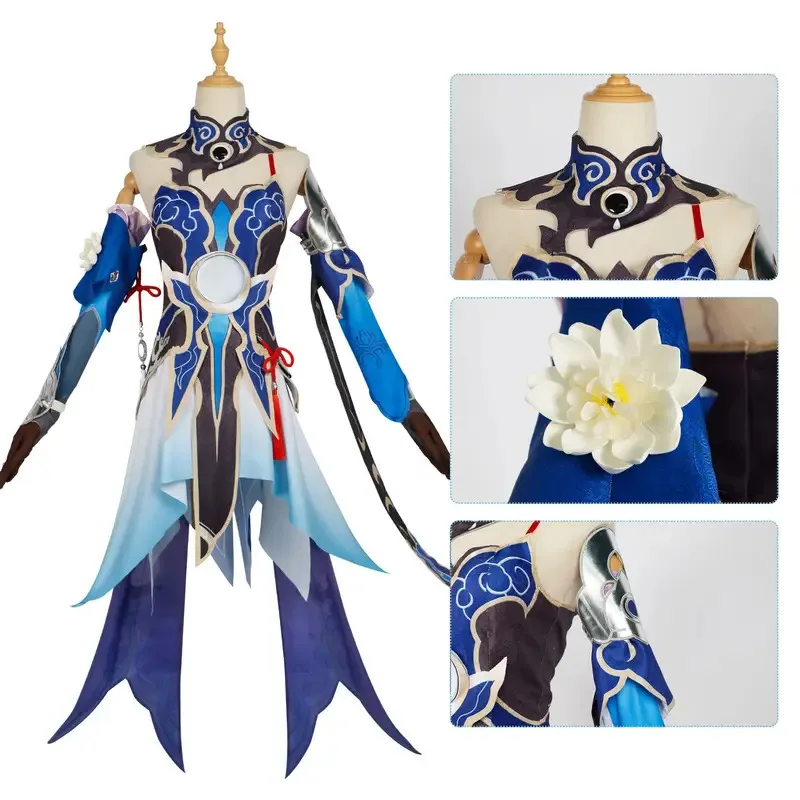Honkai Star Rail juego Jingliu disfraz de Cosplay conjunto completo vestido uniforme con accesorios Jing Liu Cosplay pelucas de disfraz