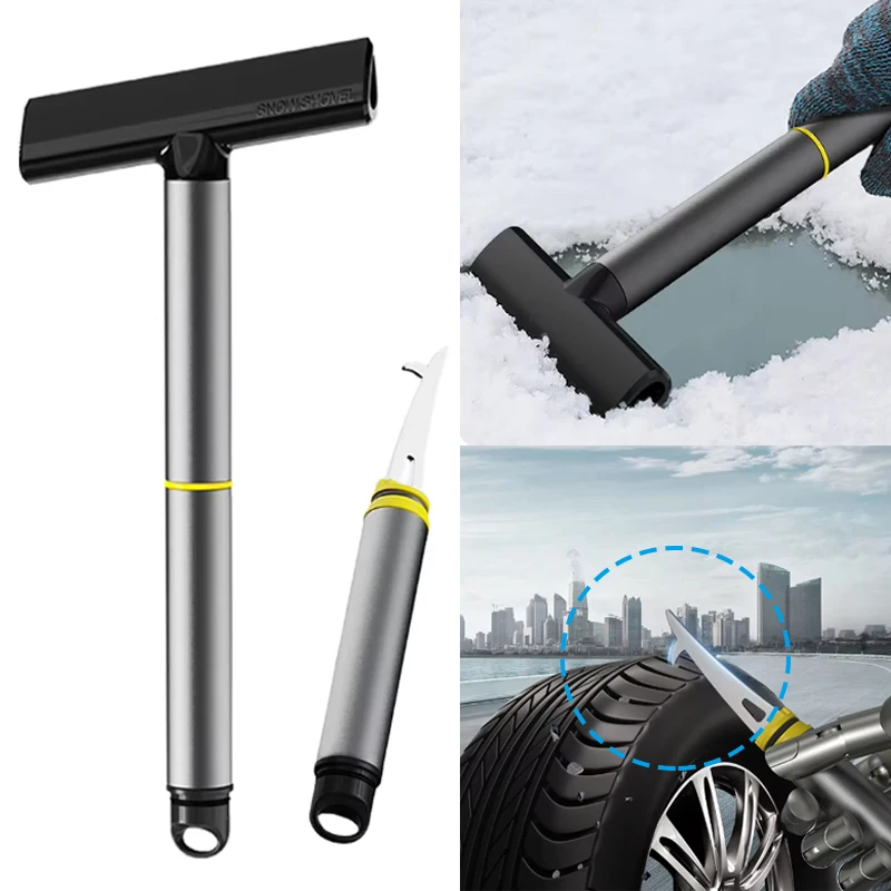 Multi-functional Alloy Glass Snow Shovel Car Snow Plough Tool Easy To Break Ice Clean Tyre Debris Double-sided Use  Auto Parts