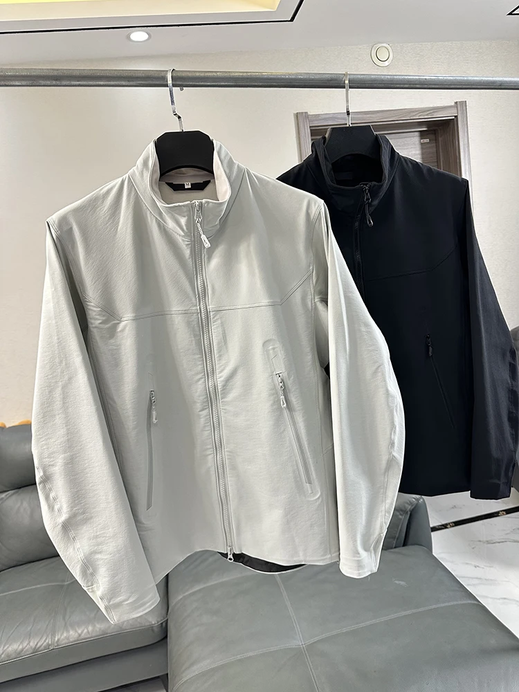 Outdoor Men's Soft  Jacket 3D Tailoring Stand Collar Windproof Water Resistant Standard Fit Nylon Polyester Spandex Blend