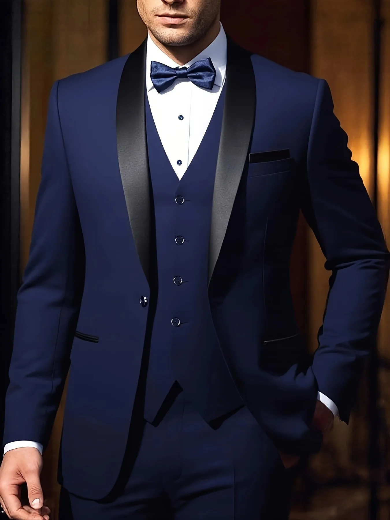 

【Blazer】Groomsmen 3pcs Slim-Fit Suit - Non-Stretch All-Season Wedding Formal Set