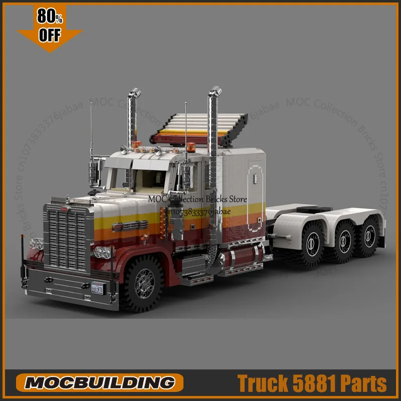 

Truck MOC Building Block Peterbilt 389 Tri Axle Technology Bricks Transport Collection Toys DIY Assembled Creative Model Gifts
