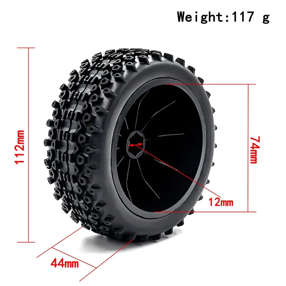 2 stücke 112mm Kurzstrecken-LKW-Reifen Reifen rad mit 12mm Sechs kant für Slash Arrma Senton Huanqi Vkar 10sc HPI RC Auto