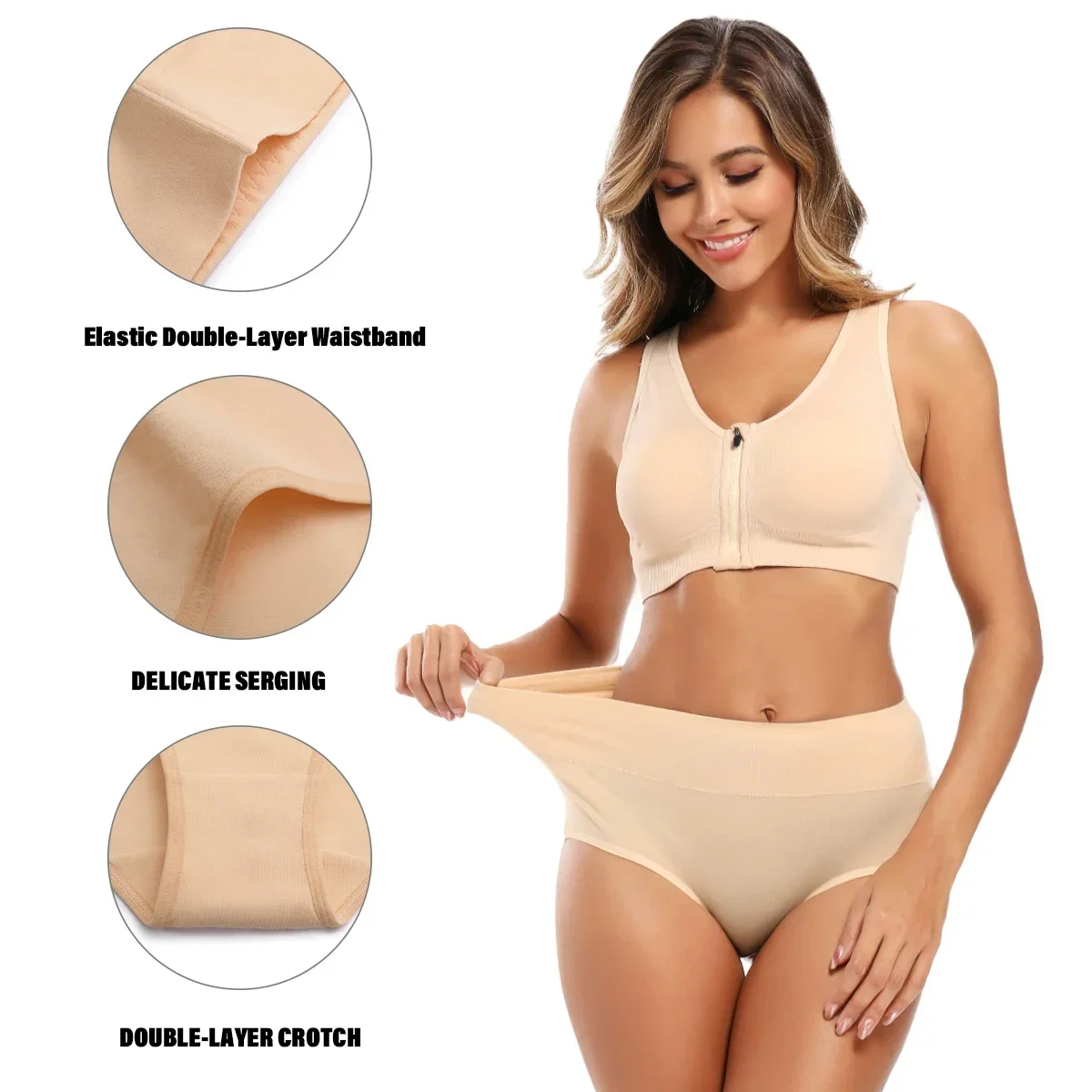 POKARLA 5-teiliges Damen-Baumwollhöschen, nahtlose Unterwäsche, hohe Taille, vollständige Abdeckung, Damen-Slip-Set, atmungsaktive Unterhose,