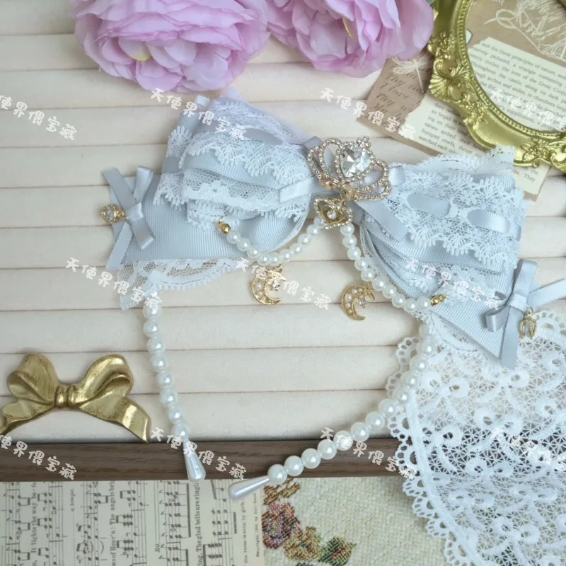 Japanese Mine Series Mass-produced Lolita Headband Hair Accessories Girls Princess Sweet Elegance Cute Bow Lace Splicing Hairpin